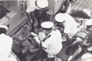 Wounded prisoners aboard Fiskerton